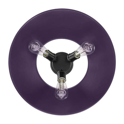 Yep by Golden Lighting Orwell 3-light Flush Mount in Matte Black and Exotic Purple shade - - Golden Lighting
