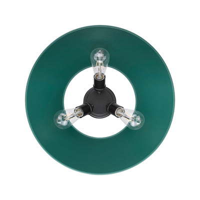 Yep by Golden Lighting Orwell 3-light Flush Mount in Matte Black and Pine Green shade - - Golden Lighting