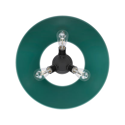 Orwell 3-Light Flush Mount in Matte Black with Pine Green - Matte Black / Pine Green / Green - Golden Lighting