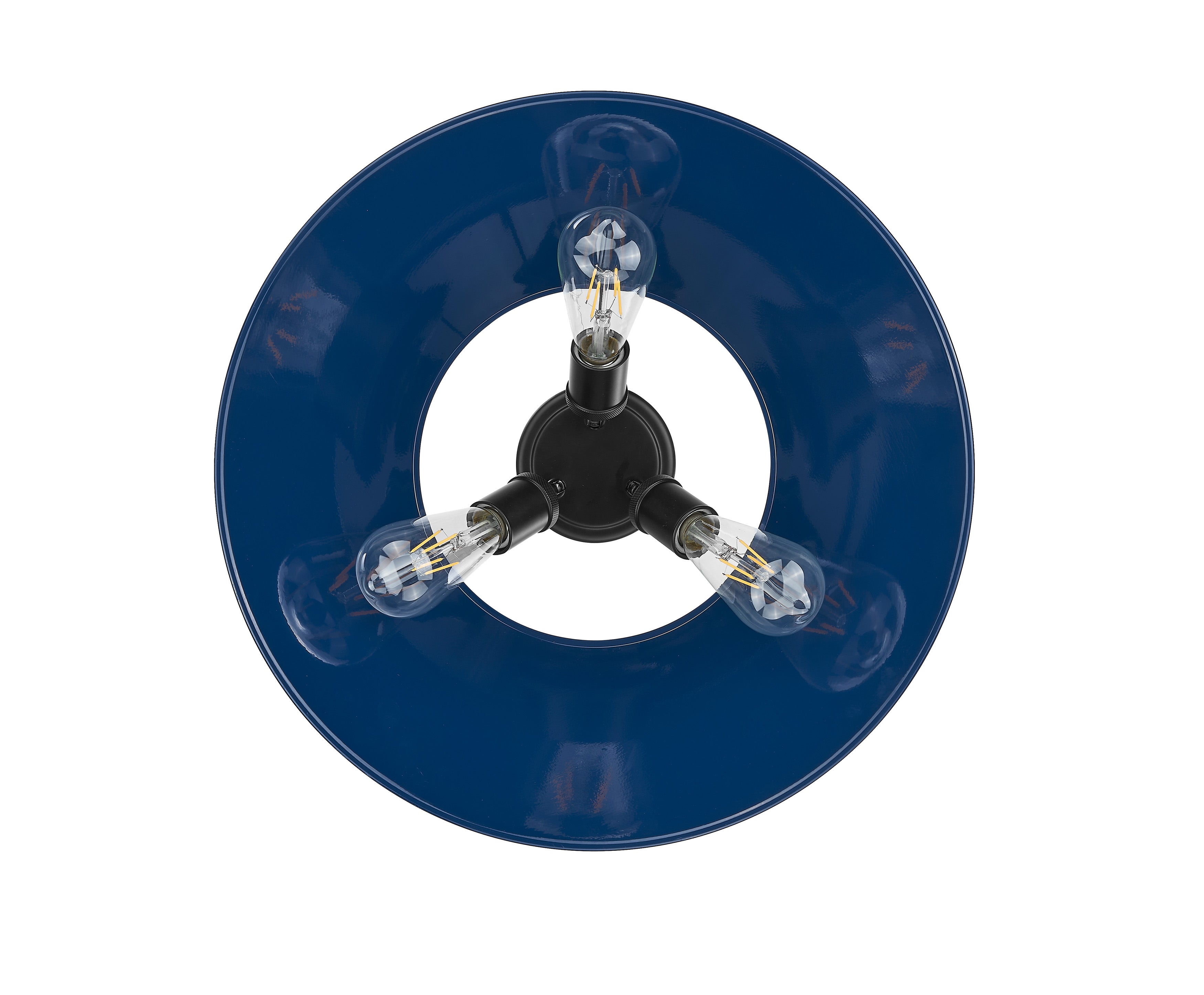 Yep by Golden Lighting Orwell 3-light Flush Mount in Matte Black and Navy Blue shade - - Golden Lighting