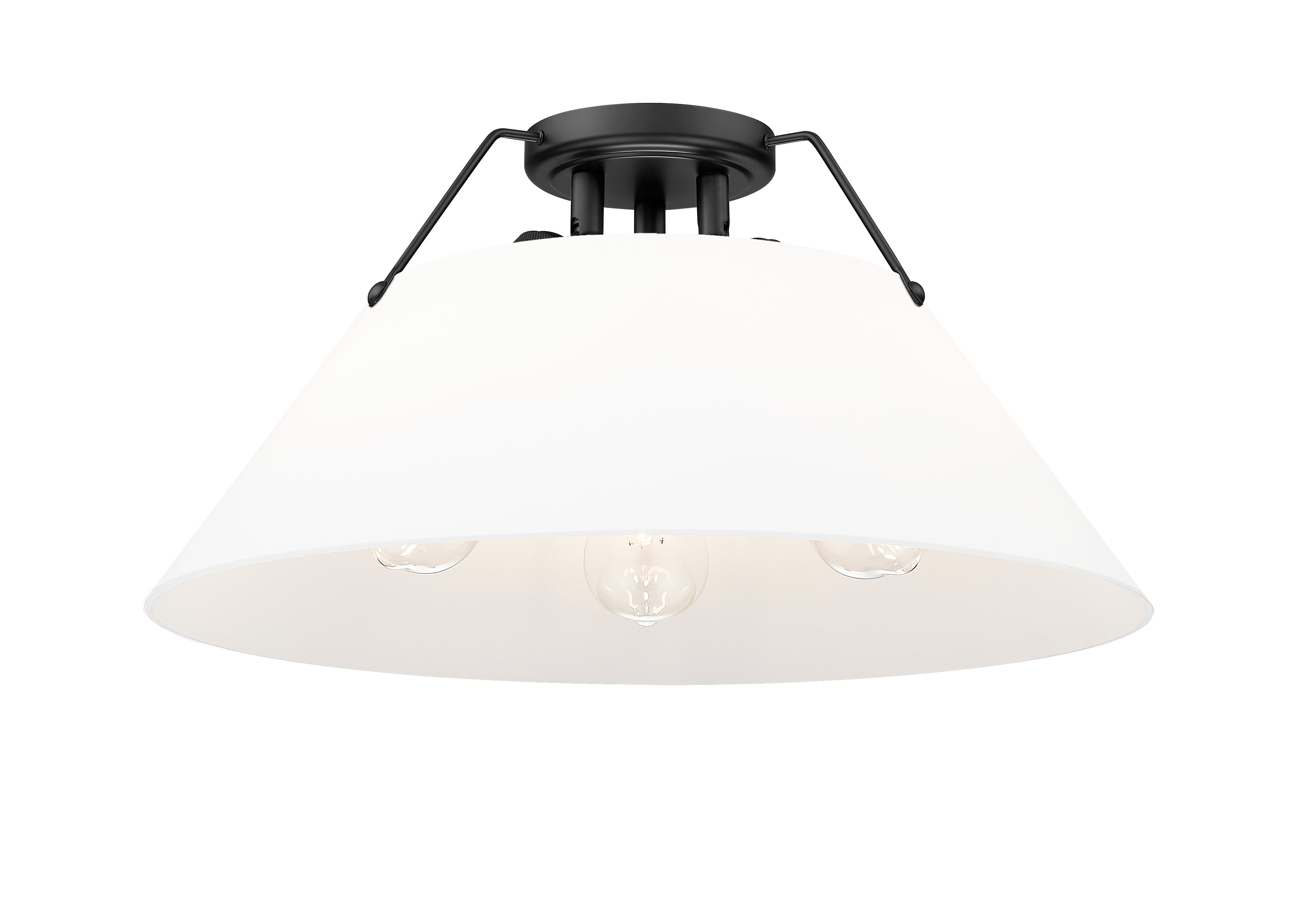 Orwell 3-Light Flush Mount in Matte Black with Opal Glass - - Golden Lighting