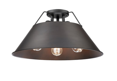 Yep by Golden Lighting Orwell 3-light Flush Mount in Matte Black and Rubbed Bronze shade - Default Title - Golden Lighting