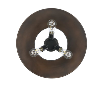 Yep by Golden Lighting Orwell 3-light Flush Mount in Matte Black and Rubbed Bronze shade - - Golden Lighting