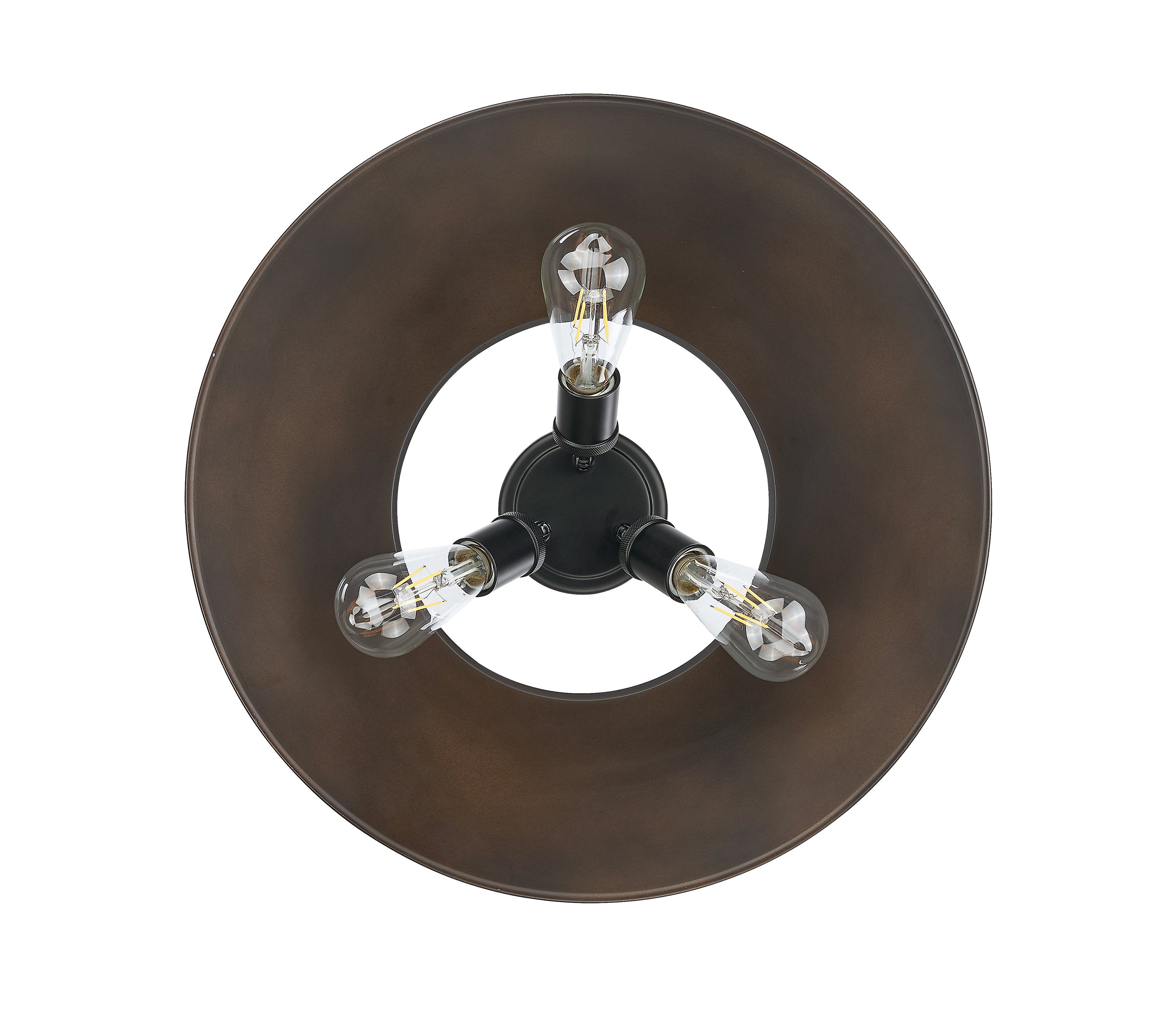 Orwell 3-Light Flush Mount in Matte Black with Rubbed Bronze - Matte Black / Rubbed Bronze / Bronze - Golden Lighting