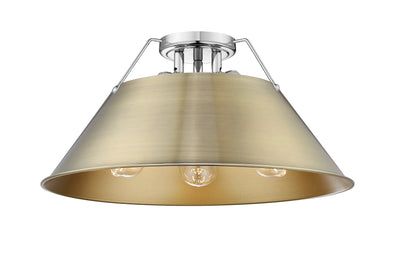 Yep by Golden Lighting Orwell 3-light Flush Mount in Chrome and Aged Brass shade - Default Title - Golden Lighting