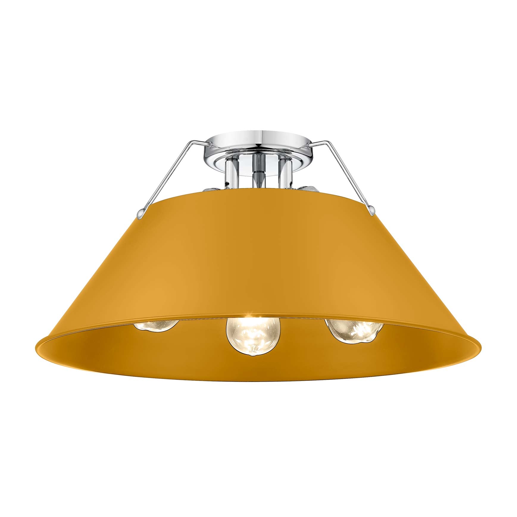 Yep by Golden Lighting Orwell 3-light Flush Mount in Chrome and Auric Yellow shade