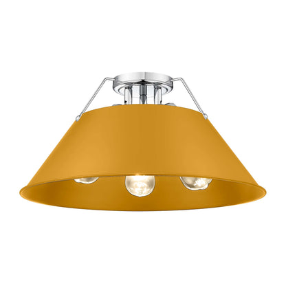 Yep by Golden Lighting Orwell 3-light Flush Mount in Chrome and Auric Yellow shade