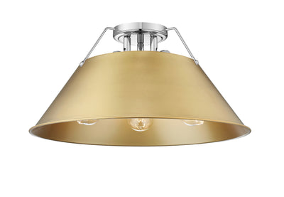 Yep by Golden Lighting Orwell 3-light Flush Mount in Chrome and Brushed Champagne Brass shade - Default Title - Golden Lighting
