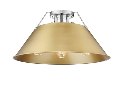 Orwell 3-Light Flush Mount in Chrome with Brushed Champagne Bronze - - Golden Lighting