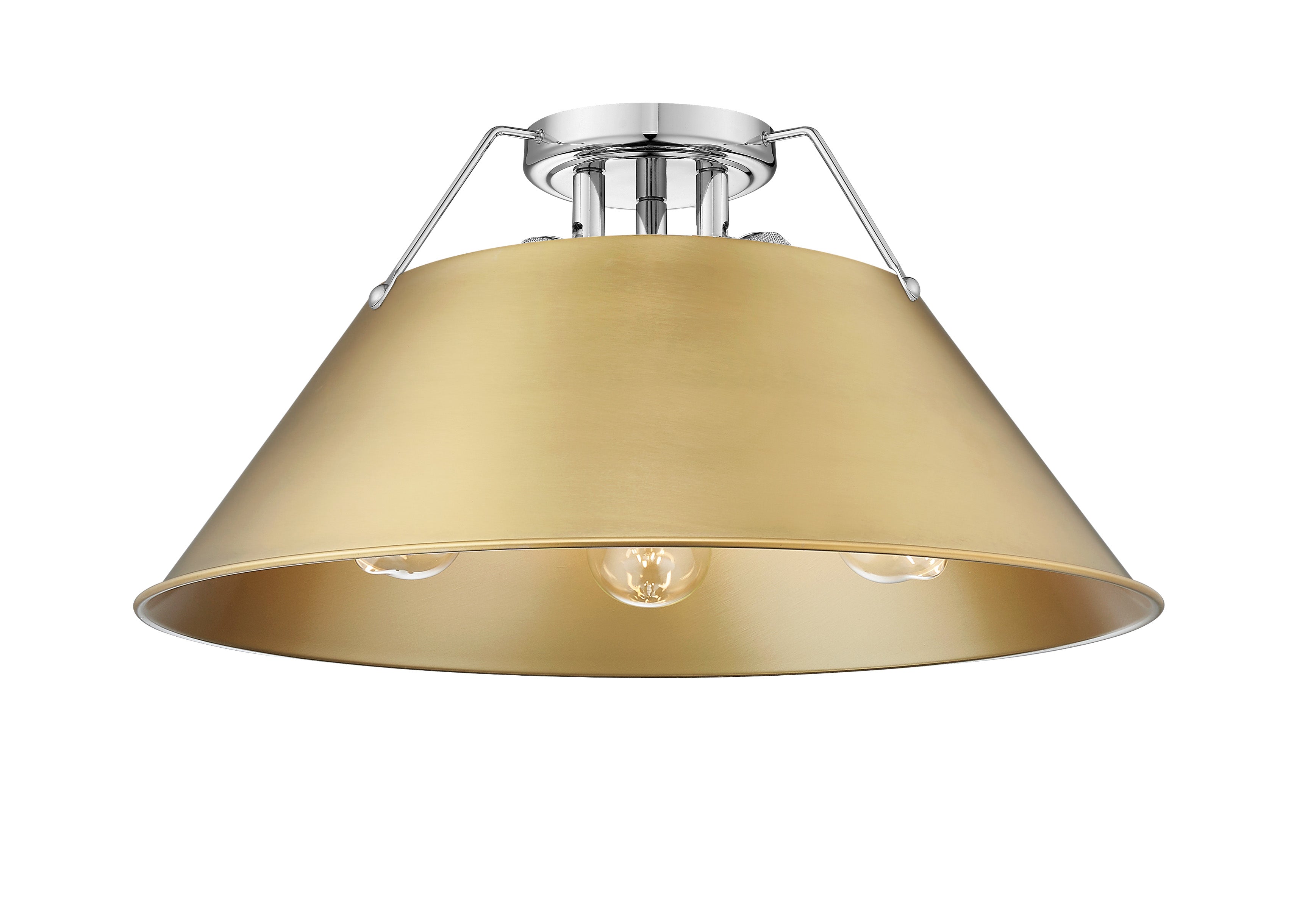 Orwell 3-Light Flush Mount in Chrome with Brushed Champagne Bronze - - Golden Lighting