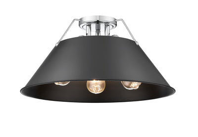 Yep by Golden Lighting Orwell 3-light Flush Mount in Chrome and Matte Black shade - Default Title - Golden Lighting