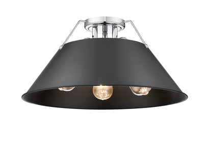 Orwell 3-Light Flush Mount in Chrome with Matte Black - - Golden Lighting