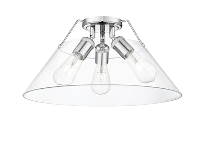 Yep by Golden Lighting Orwell 3-light Flush Mount in Chrome and Clear Glass