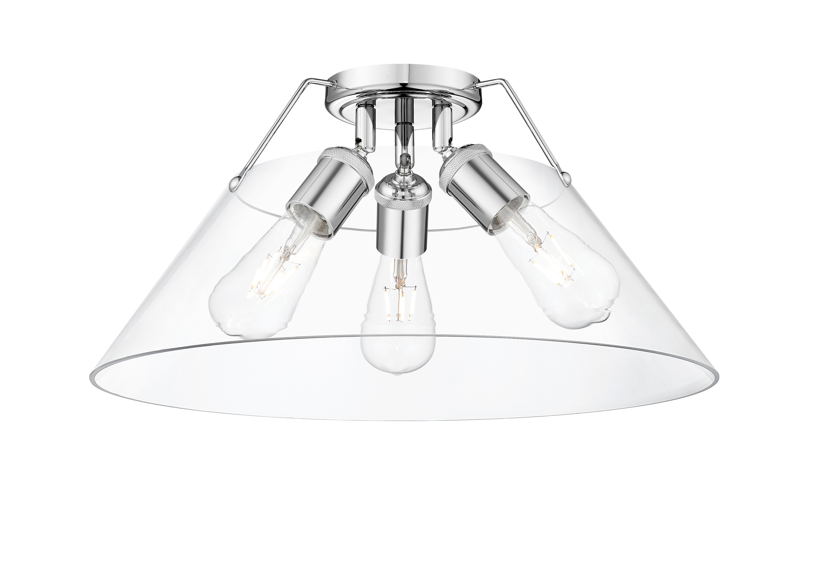 Orwell 3-Light Flush Mount in Chrome with Clear Glass - - Golden Lighting