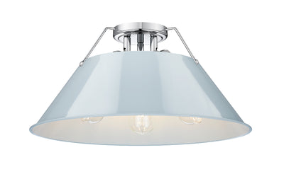 Yep by Golden Lighting Orwell 3-light Flush Mount in Chrome and Dusky Blue shade - Default Title - Golden Lighting