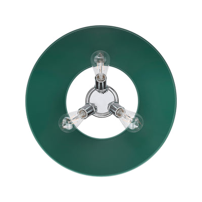 Yep by Golden Lighting Orwell 3-light Flush Mount in Chrome and Pine Green shade - - Golden Lighting