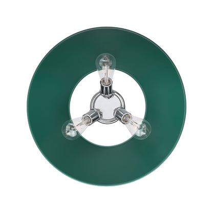 Orwell 3-Light Flush Mount in Chrome with Pine Green - Default Title - Golden Lighting