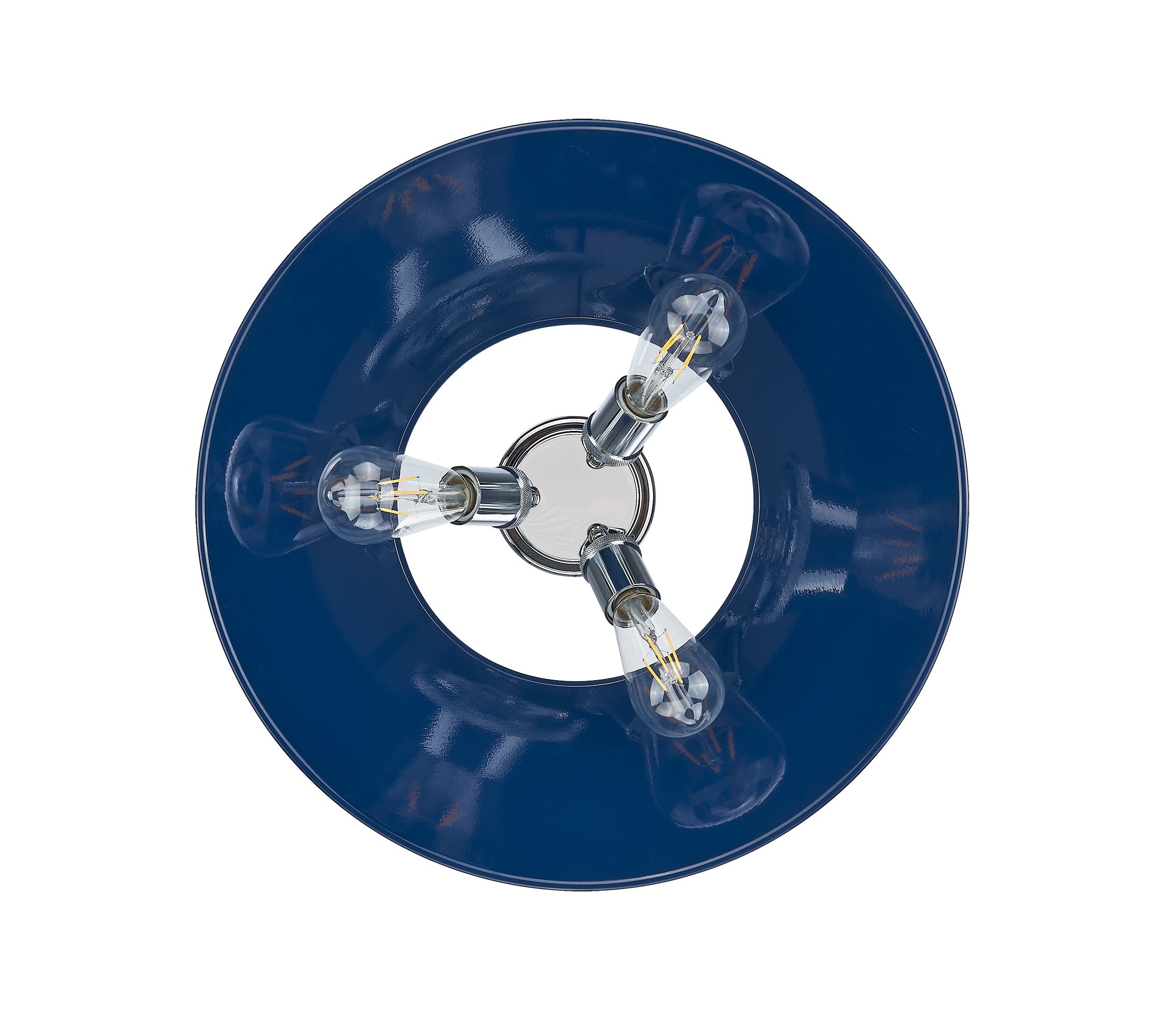 Yep by Golden Lighting Orwell 3-light Flush Mount in Chrome and Navy Blue shade - - Golden Lighting