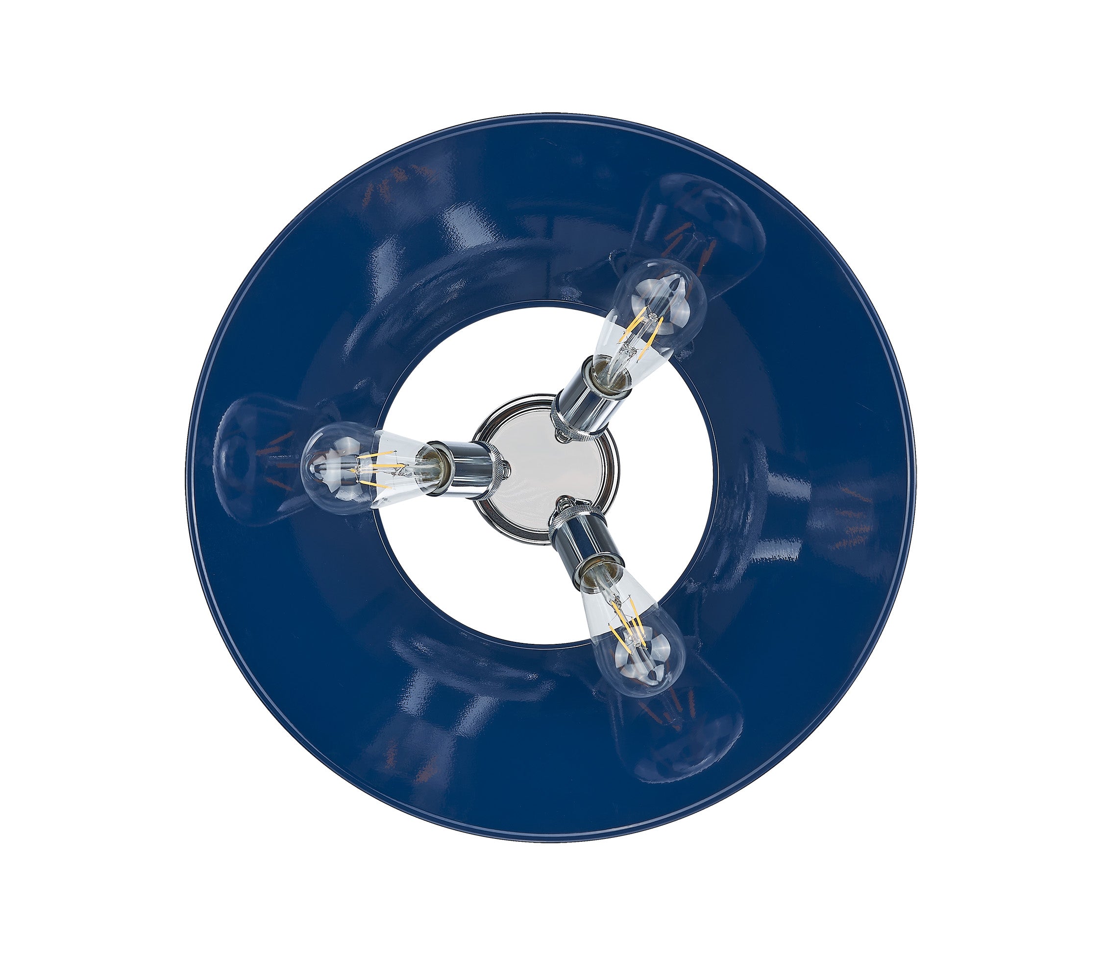 Orwell 3-Light Flush Mount in Chrome with Matte Navy - Chrome / Matte Navy / Blue - Golden Lighting