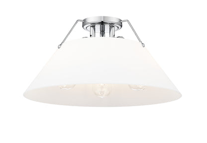 Orwell 3-Light Flush Mount in Chrome with Opal Glass - - Golden Lighting