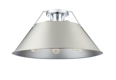 Yep by Golden Lighting Orwell 3-light Flush Mount in Chrome and Pewter shade - Default Title - Golden Lighting