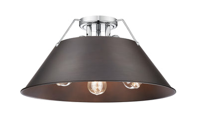 Yep by Golden Lighting Orwell 3-light Flush Mount in Chrome and Rubbed Bronze shade - Default Title - Golden Lighting