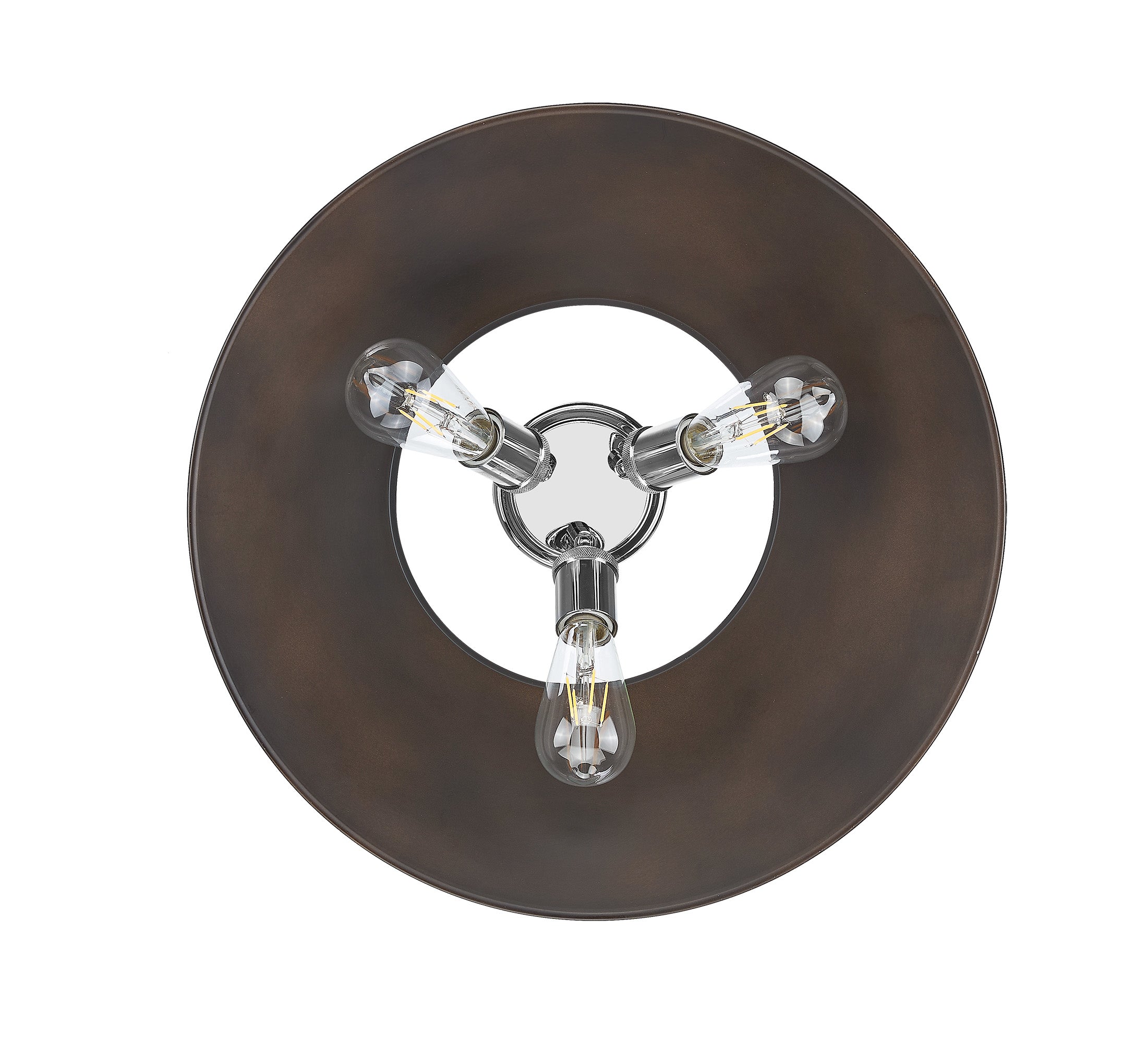 Orwell 3-Light Flush Mount in Chrome with Rubbed Bronze - Default Title - Golden Lighting