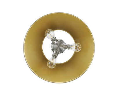 Yep by Golden Lighting Orwell 3-light Flush Mount in Pewter and Aged Brass shade - - Golden Lighting