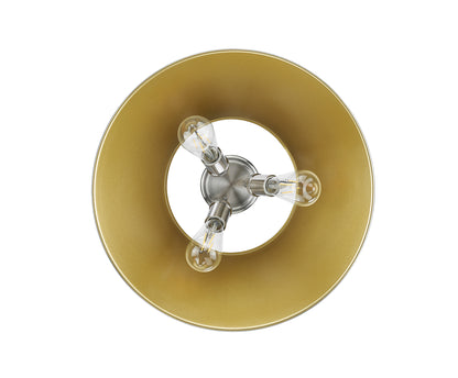 Orwell 3-Light Flush Mount in Pewter with Aged Brass - Default Title - Golden Lighting