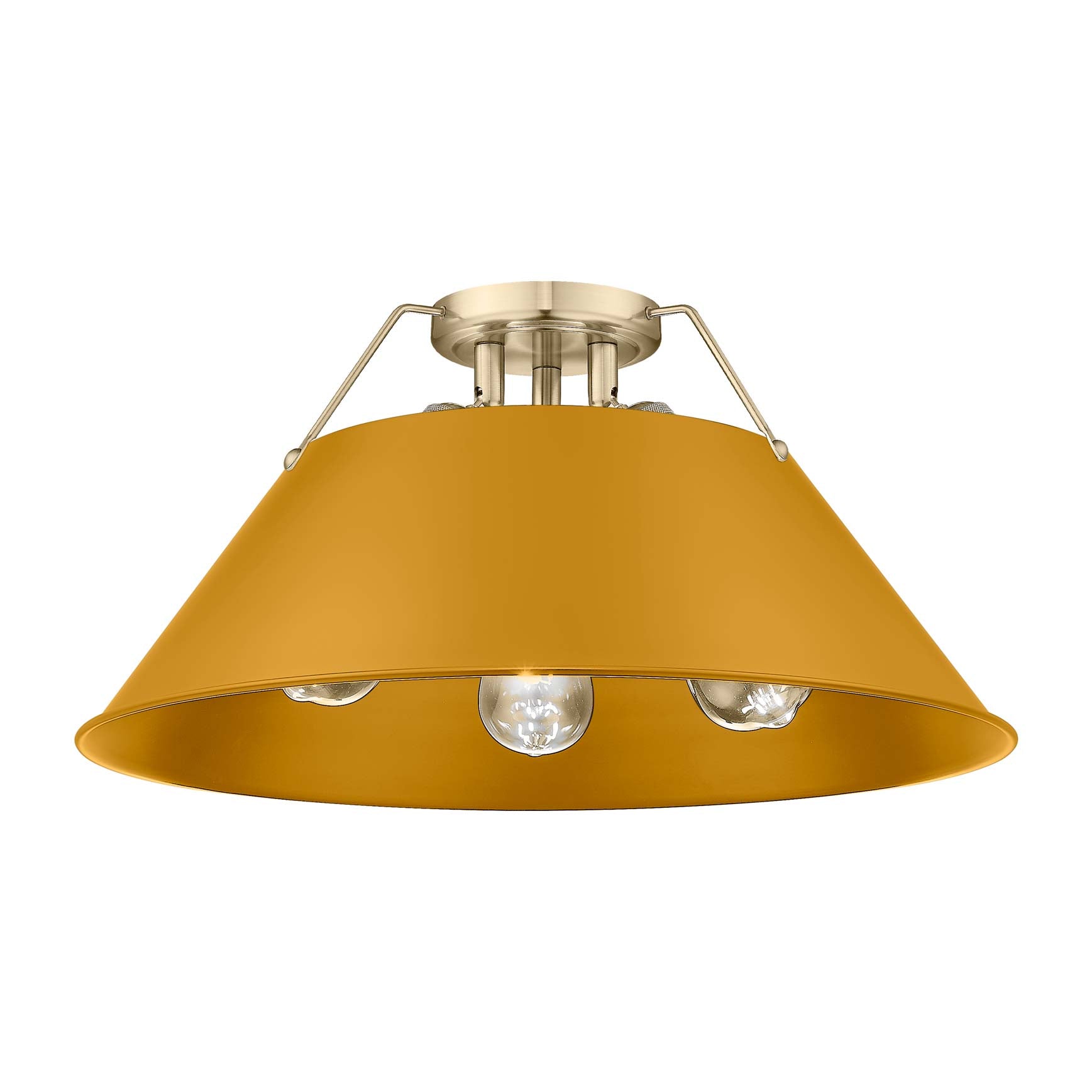 Yep by Golden Lighting Orwell 3-light Flush Mount in Pewter and Auric Yellow shade