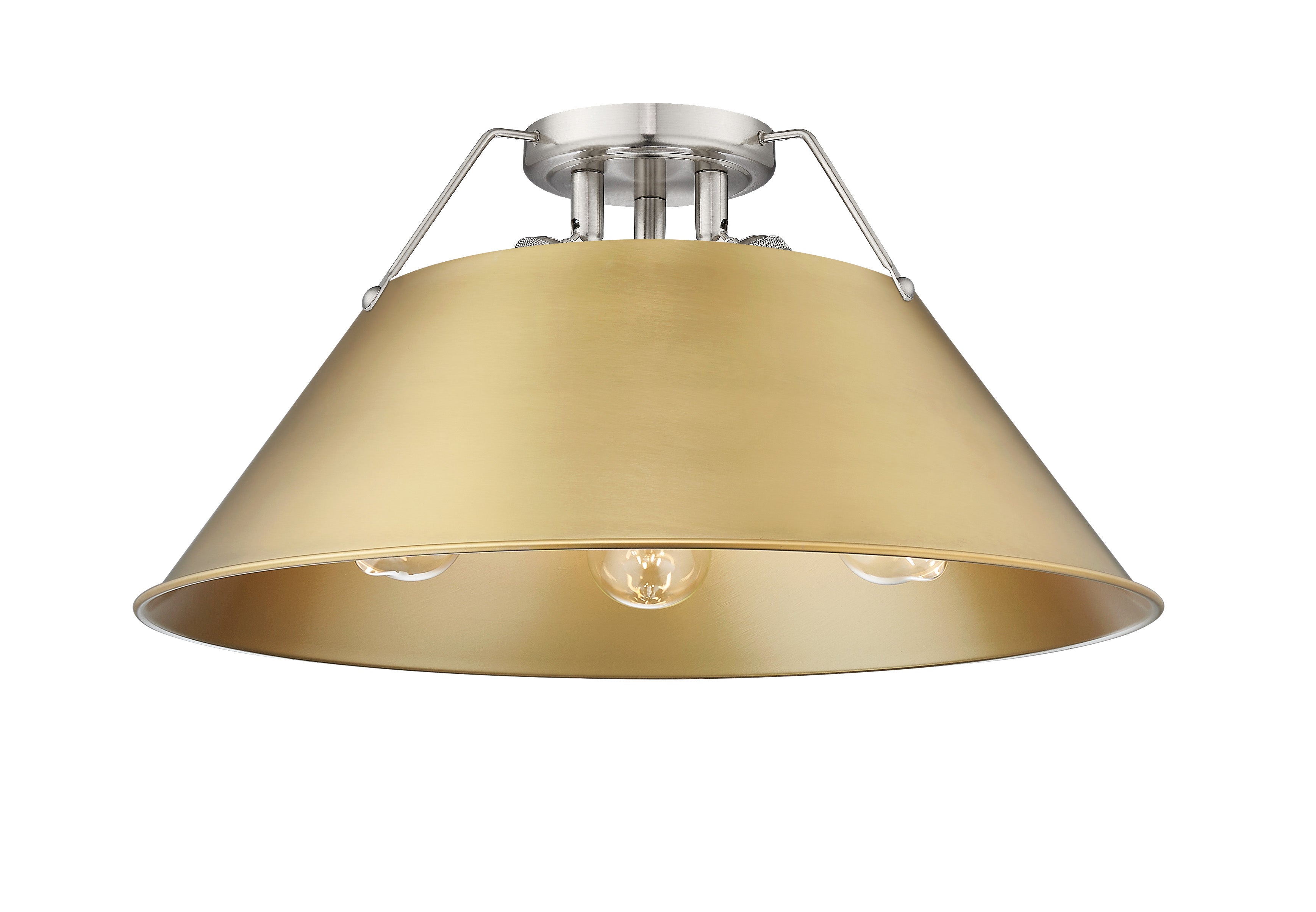 Orwell 3-Light Flush Mount in Pewter with Brushed Champagne Bronze - - Golden Lighting