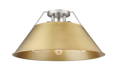 Yep by Golden Lighting Orwell 3-light Flush Mount in Pewter and Brushed Champagne Brass shade - Default Title - Golden Lighting