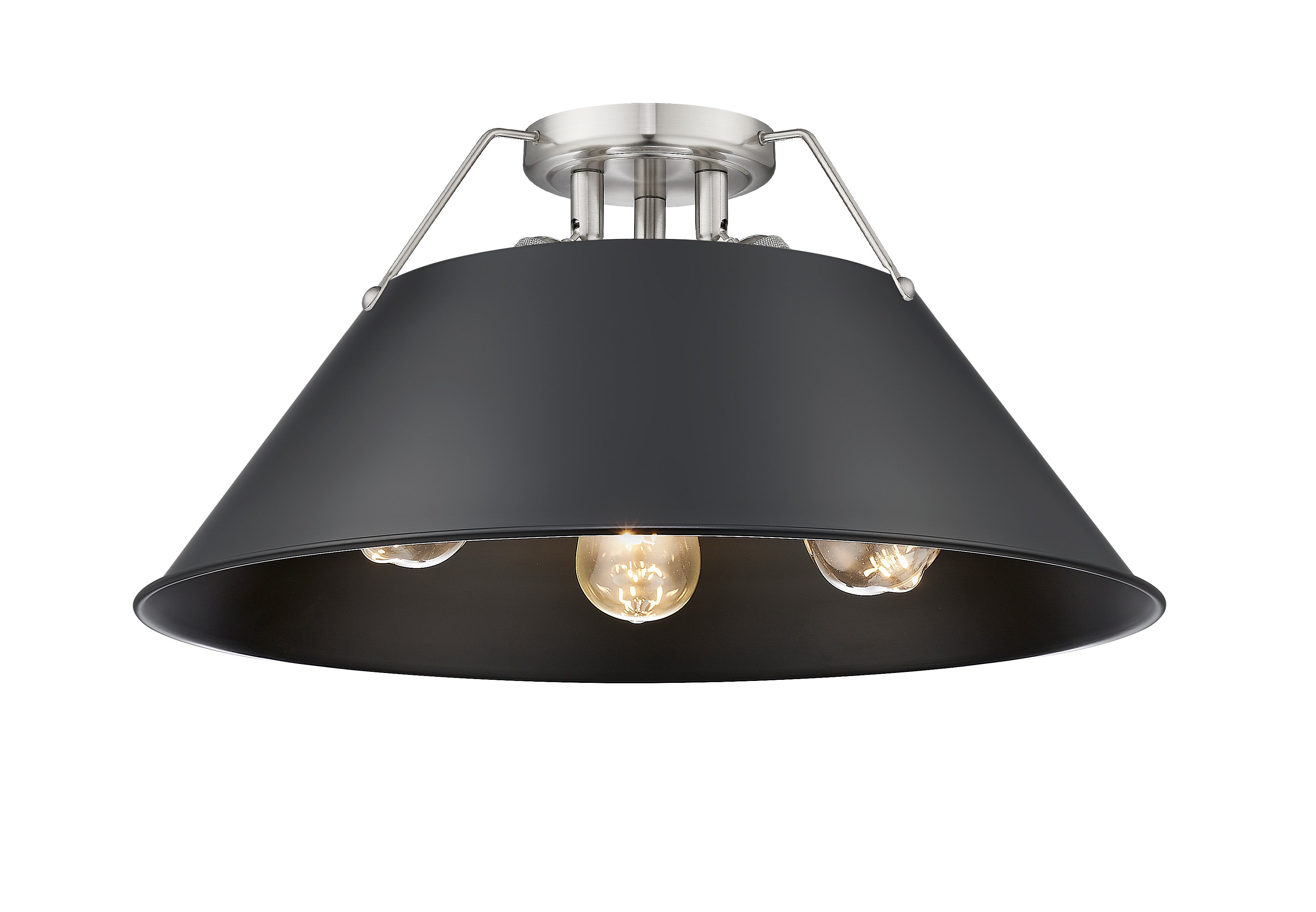 Orwell 3-Light Flush Mount in Pewter with Matte Black - - Golden Lighting