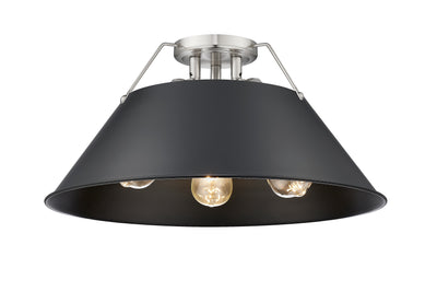 Yep by Golden Lighting Orwell 3-light Flush Mount in Pewter and Matte Black shade - Default Title - Golden Lighting