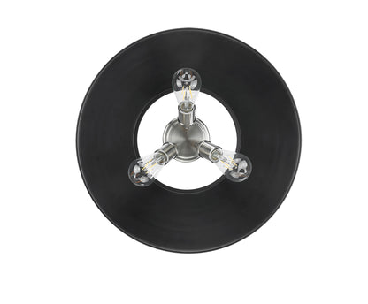 Orwell 3-Light Flush Mount in Pewter with Matte Black - Pewter / Matte Black / Black - Golden Lighting