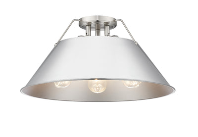 Yep by Golden Lighting Orwell 3-light Flush Mount in Pewter and Chrome shade - Default Title - Golden Lighting