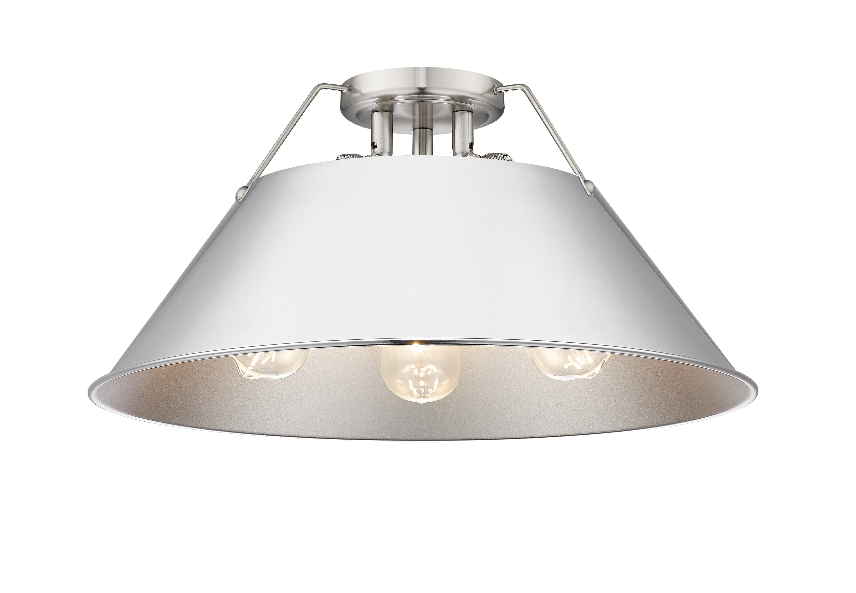 Orwell 3-Light Flush Mount in Pewter with Chrome - - Golden Lighting