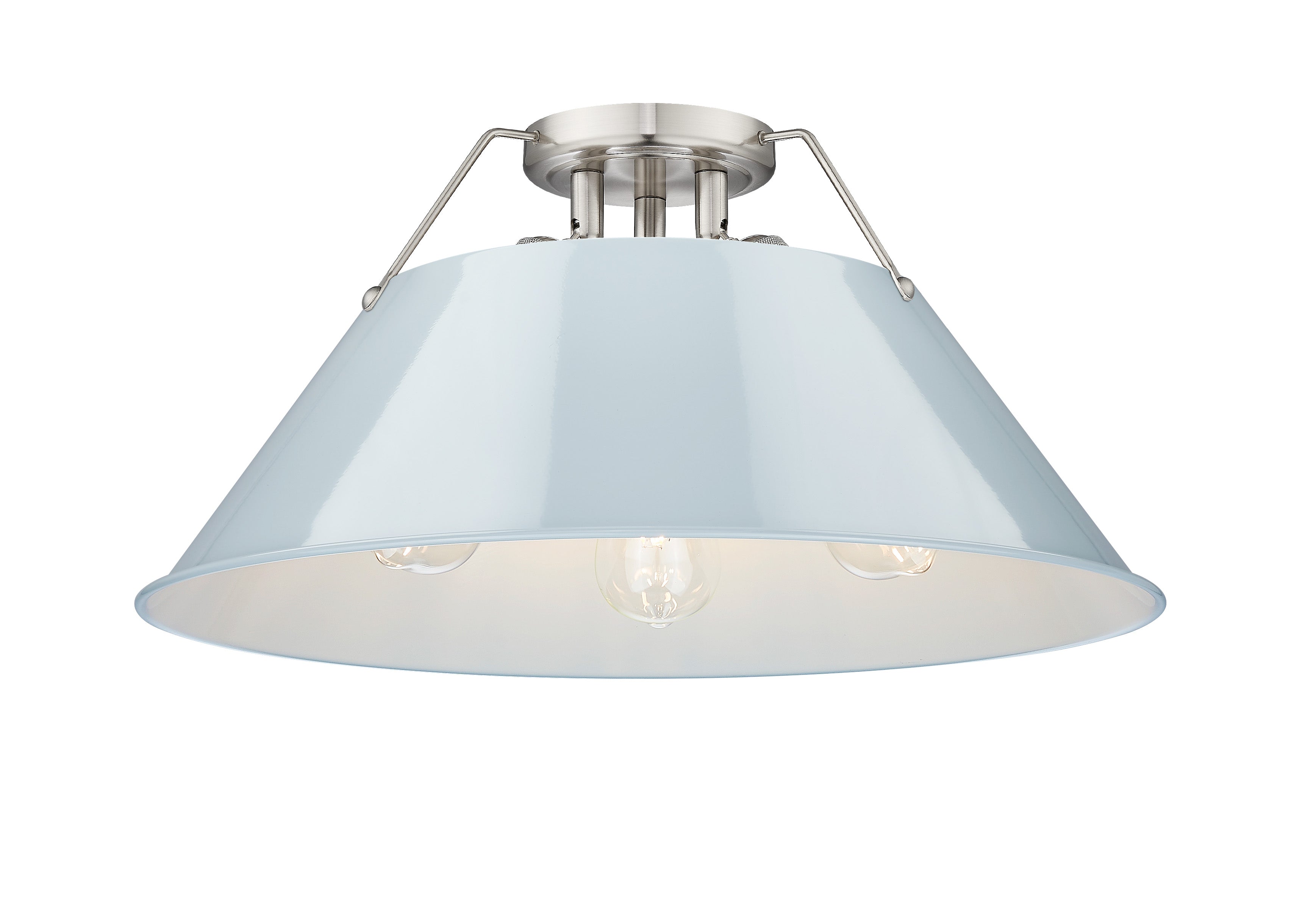 Orwell 3-Light Flush Mount in Pewter with Dusky Blue - - Golden Lighting