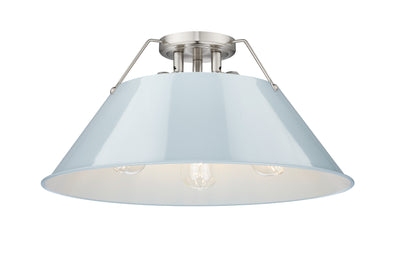 Yep by Golden Lighting Orwell 3-light Flush Mount in Pewter and Dusky Blue shade - Default Title - Golden Lighting