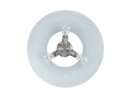 Orwell 3-Light Flush Mount in Pewter with Dusky Blue - Pewter / Dusky Blue / Blue - Golden Lighting