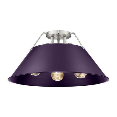 Yep by Golden Lighting Orwell 3-light Flush Mount in Pewter and Exotic Purple shade - Default Title - Golden Lighting