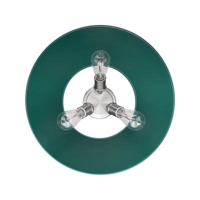 Yep by Golden Lighting Orwell 3-light Flush Mount in Pewter and Pine Green shade - - Golden Lighting