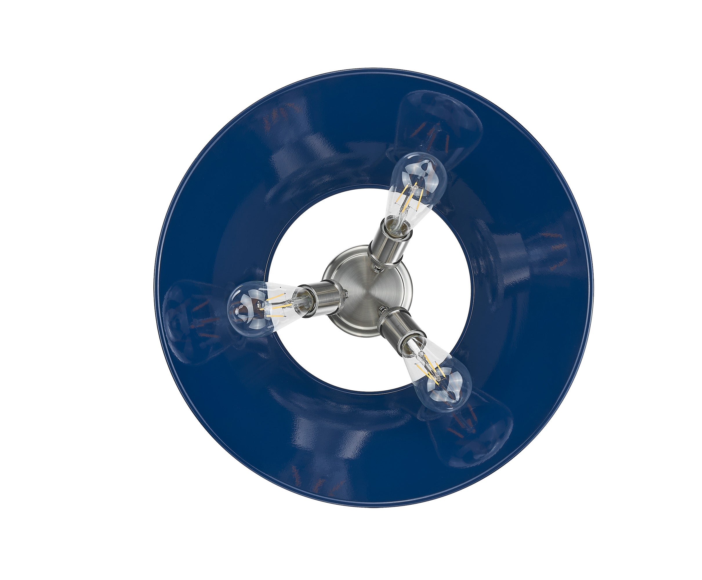 Yep by Golden Lighting Orwell 3-light Flush Mount in Pewter and Navy Blue shade - - Golden Lighting