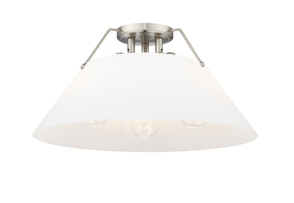 Orwell 3-Light Flush Mount in Pewter with Opal Glass - - Golden Lighting