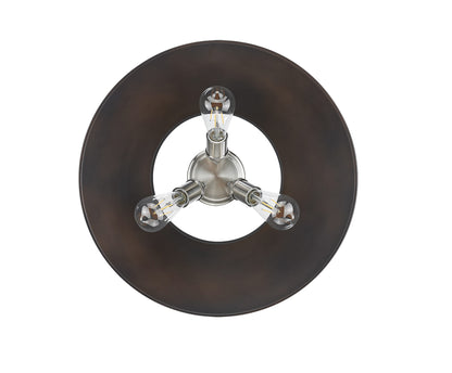 Orwell 3-Light Flush Mount in Pewter with Rubbed Bronze - Default Title - Golden Lighting