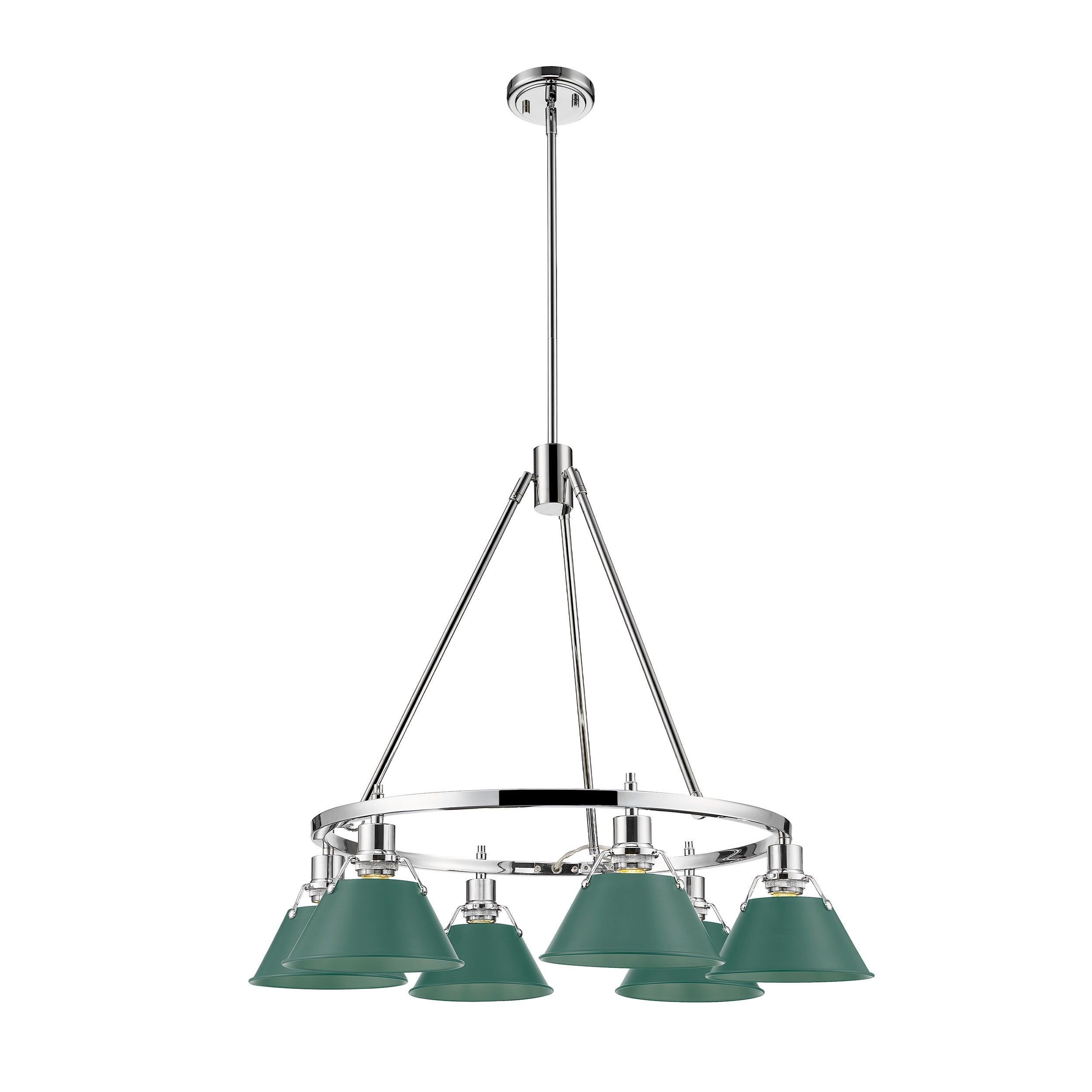 Orwell 6-Light Chandelier in Chrome with Pine Green - - Golden Lighting