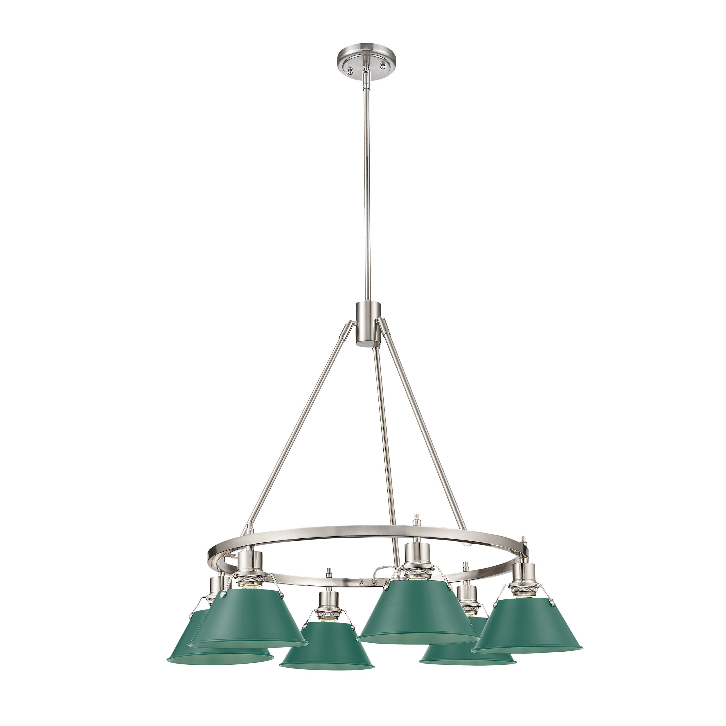 Orwell 6-Light Chandelier in Pewter with Pine Green - - Golden Lighting