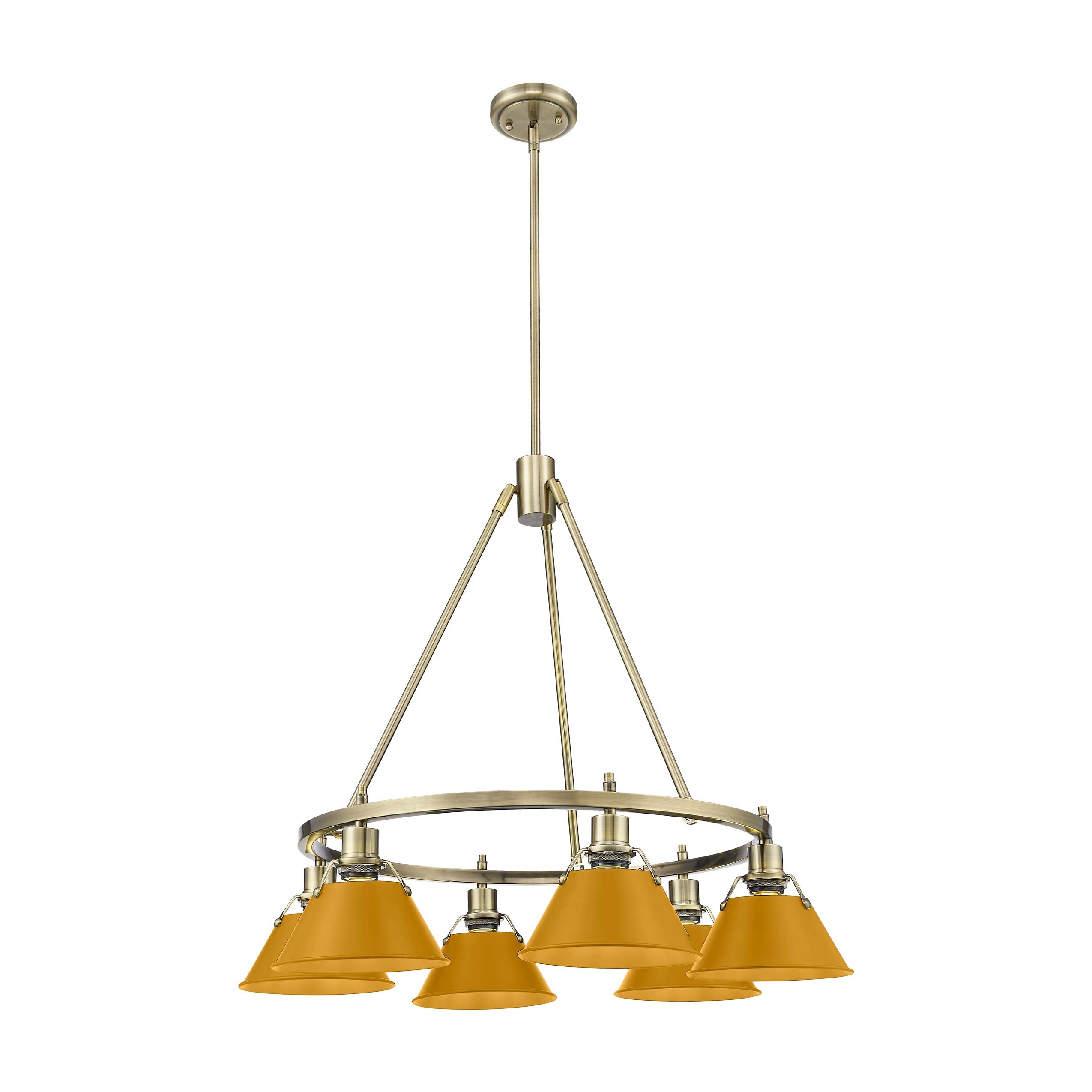 Yep by Golden Lighting Orwell 6-light Chandelier in Aged Brass and Auric Yellow shade - - Golden Lighting