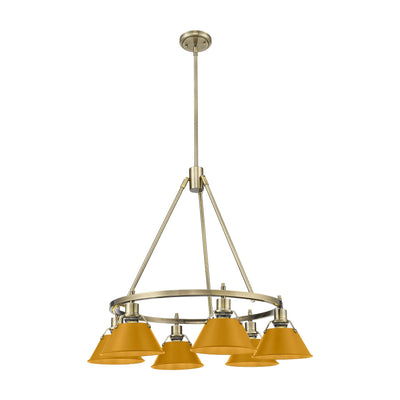 Yep by Golden Lighting Orwell 6-light Chandelier in Aged Brass and Auric Yellow shade - - Golden Lighting