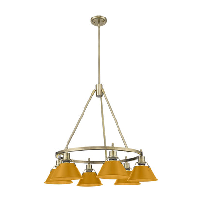Yep by Golden Lighting Orwell 6-light Chandelier in Aged Brass and Auric Yellow shade - - Golden Lighting